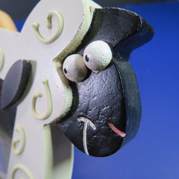 Sheep Lamb Picture Frame with weathered edges stands 5.75" tall Farmhouse Ewe - Picture 5 of 10